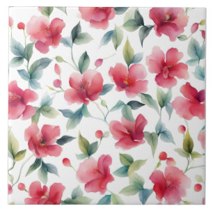 Nebliges rotes Blumenmuster Fliese