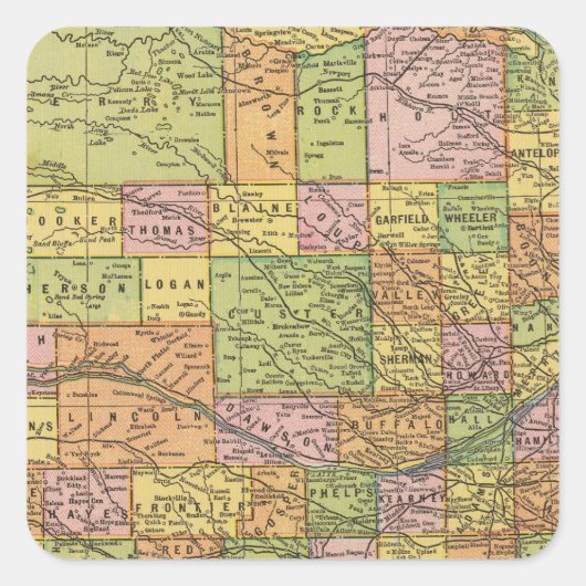 Nebraska 2 quadratischer aufkleber (Vorderseite)