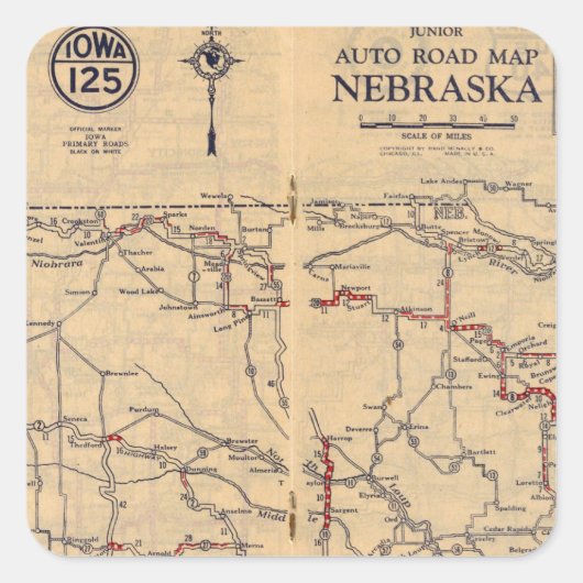 Nebraska 2 quadratischer aufkleber (Vorderseite)