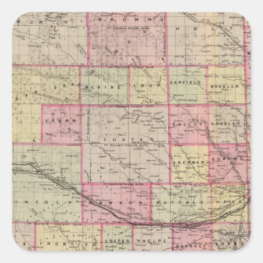 Nebraska 3 quadratischer aufkleber (Vorderseite)