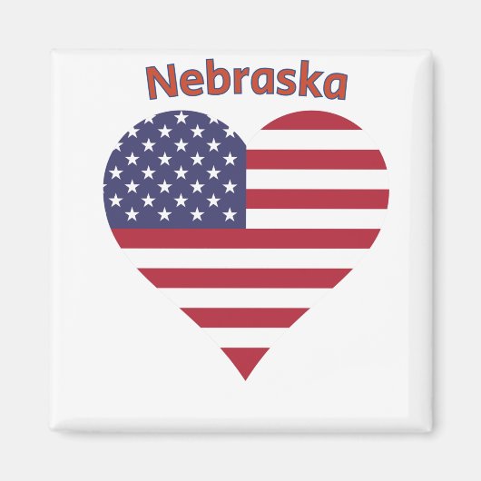 Nebraska American Flag Herz Magnet (Vorne)