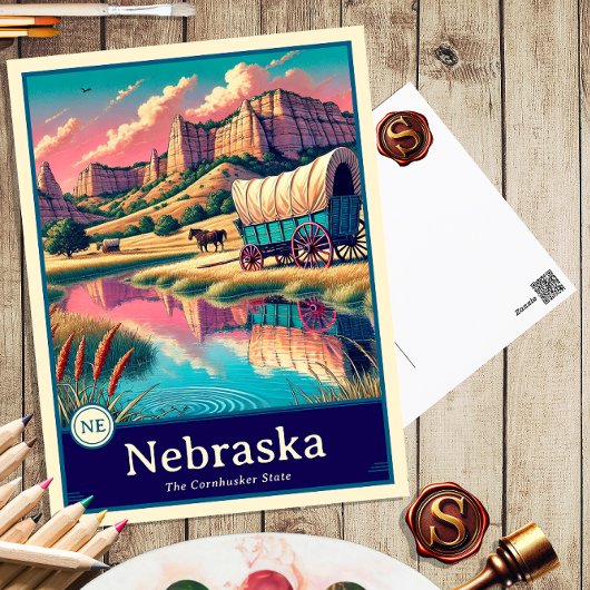 Nebraska | Anime Style Cel Schattenkarte Postkarte