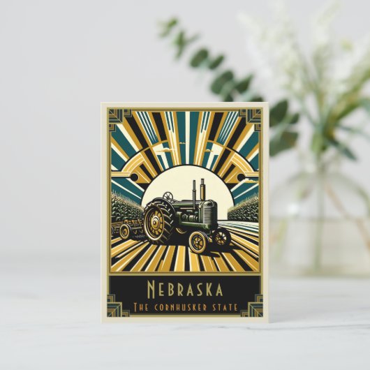 Nebraska | Art Deco Postkarte (Stehend Vorderseite)