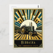 Nebraska | Art Deco Postkarte (Vorne/Hinten)