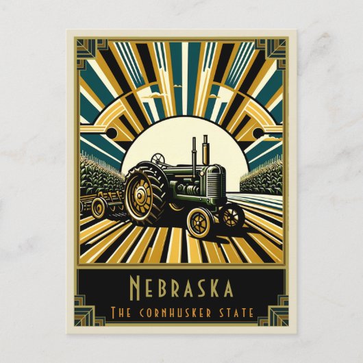 Nebraska | Art Deco Postkarte (Vorderseite)