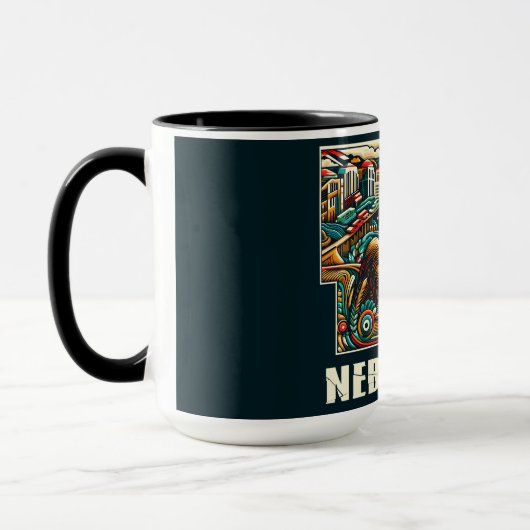 Nebraska Bold Geometric City Skyline Art Tasse (Links)