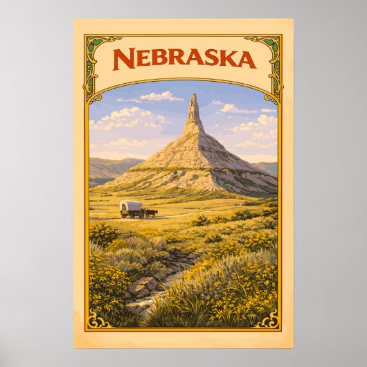 Nebraska Chimney Rock Vintage Poster (Vorne)