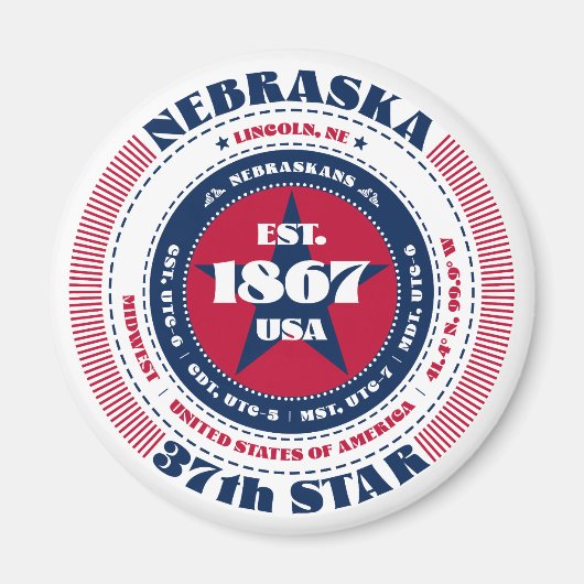 Nebraska Circle Typografy Souvenir Magnet (Vorne)