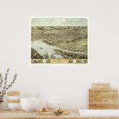Nebraska City, NE Panoramakarte - 1868 Poster (Küche)