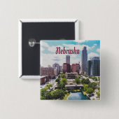 Nebraska City Skyline Omaha Button (Vorne & Hinten)