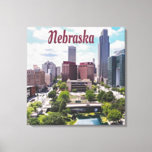 Nebraska City Skyline Omaha Leinwanddruck