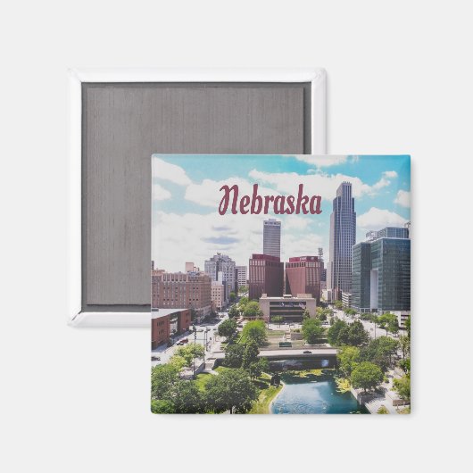 Nebraska City Skyline Omaha Magnet (Vorderseite/Rückseite)