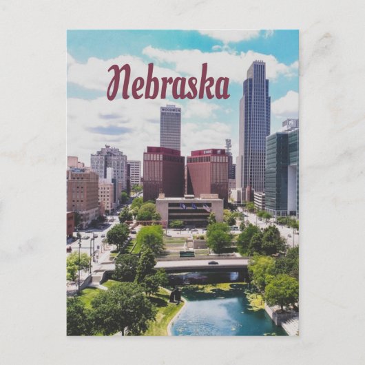 Nebraska City Skyline Omaha Postkarte (Vorderseite)