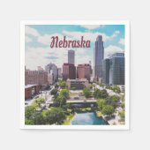 Nebraska City Skyline Omaha Serviette (Vorderseite)