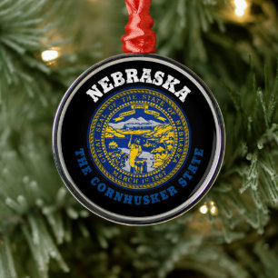 NEBRASKA CORNHUSKER STAAT FLAG ORNAMENT AUS METALL