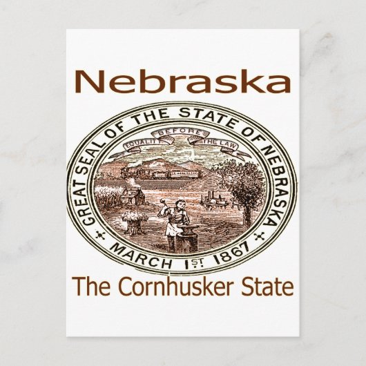 Nebraska Cornhusker Staat Siegel Postkarte (Vorderseite)