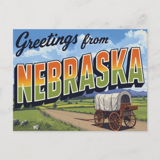 Nebraska Covered Wagon Field Postkarte (Vorderseite)
