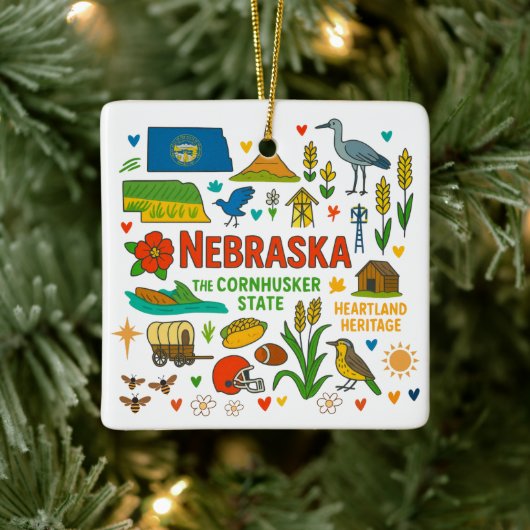 Nebraska Custom Family Trip Christmas Keramikornament (Baum)