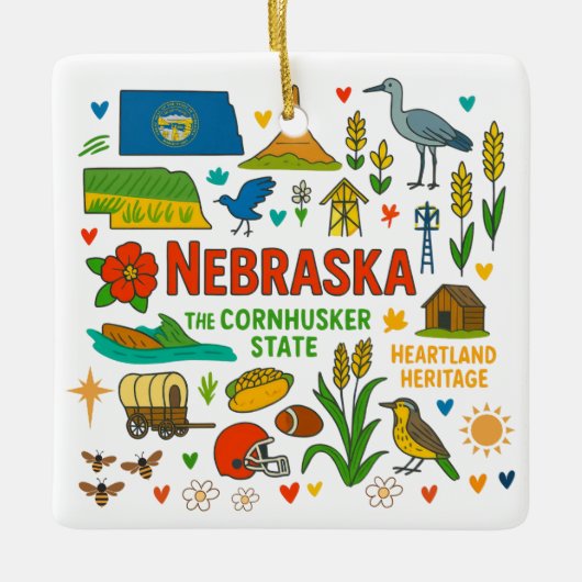 Nebraska Custom Family Trip Christmas Keramikornament (Vorderseite)