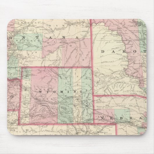 Nebraska, Dakota, Idaho, Montana und Wyoming Mousepad (Vorne)