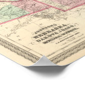 Nebraska, Dakota, Idaho, Montana und Wyoming Poster (Ecke)