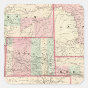 Nebraska, Dakota, Idaho, Montana und Wyoming Quadratischer Aufkleber