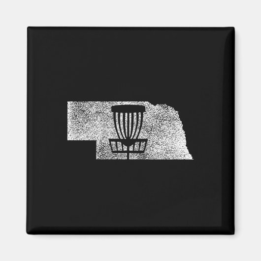 Nebraska Disc Golf Staat mit Basket Distressed Gr Magnet (Vorne)
