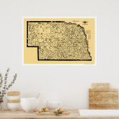 Nebraska Eisenbahnkarte 1897 Poster (Küche)