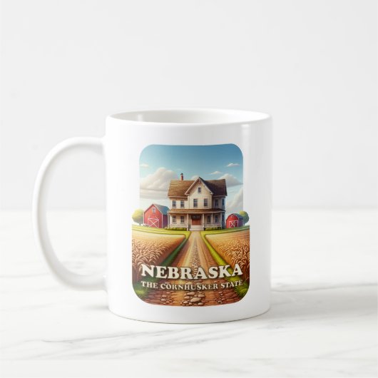 Nebraska Farm House and Wheat Fields Kaffeetasse (Links)