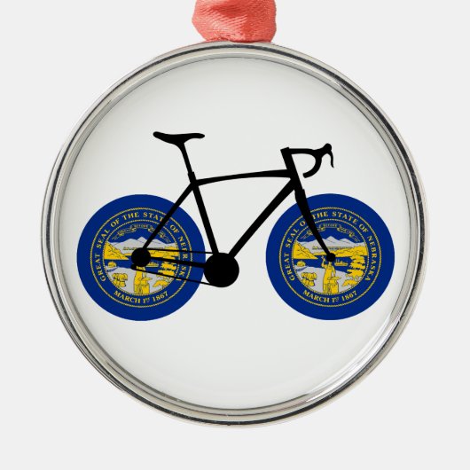 Nebraska Flag Cycling Ornament Aus Metall (Vorne)
