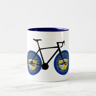 Nebraska Flag Cycling Zweifarbige Tasse