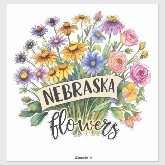 Nebraska Flowers - Nebraska Wild Flowers Bloom Aufkleber (Blatt)