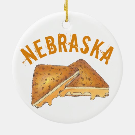 Nebraska Fried Toasted Cheese Frenchees Sandwich Keramik Ornament (Hinten)