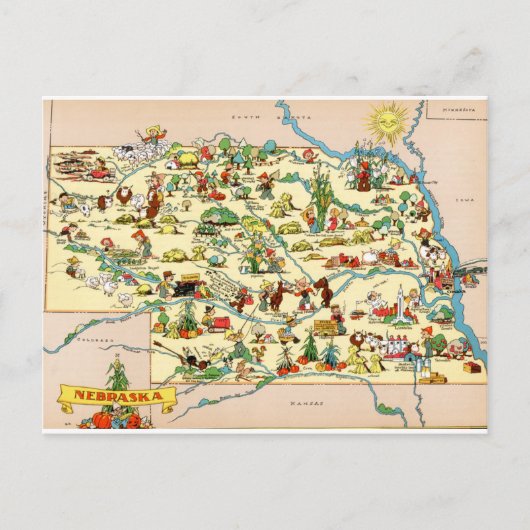 Nebraska Funny Vintage Karte (Vorderseite)