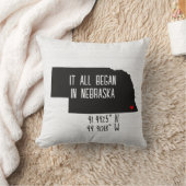 Nebraska GPS Koordinaten mit Herz Kissen (Decke)