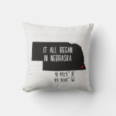 Nebraska GPS Koordinaten mit Herz Kissen (Vorderseite)