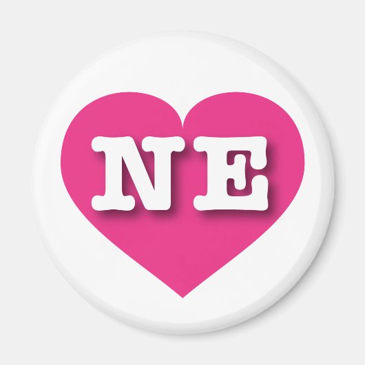 Nebraska Hot Pink Heart - I Liebe NE Magnet (Vorne)