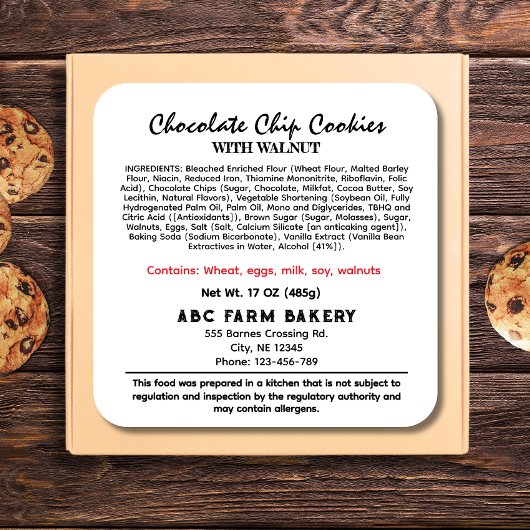 NEBRASKA Hütte Food Law Label Quadratischer Aufkleber