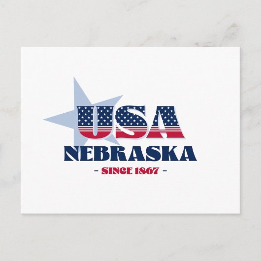 Nebraska in roter, weißer und blauer Postkarte (Vorderseite)