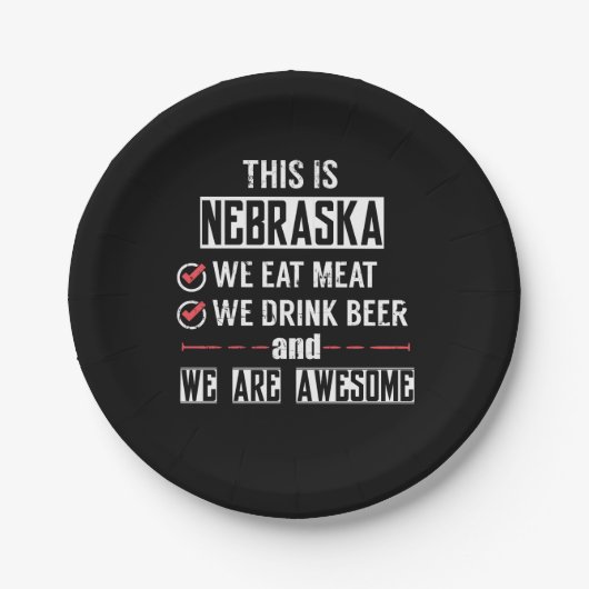Nebraska isst Fleischgetränk Bier Phantastisch Pappteller (Vorderseite)