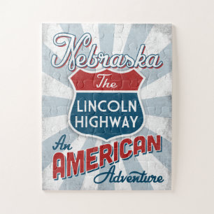 Nebraska Lincoln Highway Vintage Amerika Puzzle