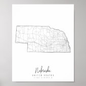 Nebraska Minimal Street Map Poster (Vorne)