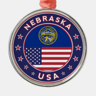 Nebraska, Nebraska-Telefongehäuse, Nebraska-Aufkle Ornament Aus Metall