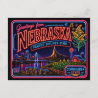 Nebraska Neon State Retro Vintage