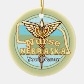 Nebraska Nurse Caduceus Keramik Ornament (Vorne)