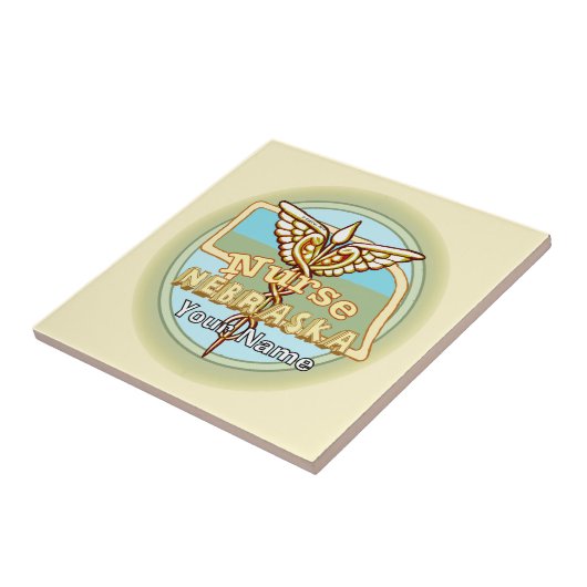 Nebraska Nurse Caduceus Tile Fliese (Seite)
