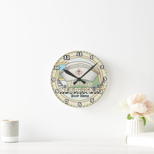 Nebraska Nurse Runde Wanduhr (Zuhause)
