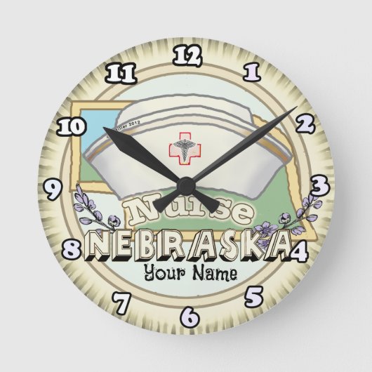 Nebraska Nurse Runde Wanduhr (Vorderseite)