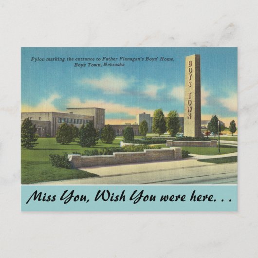 Nebraska, Pater Flanagans Boys Town Postkarte (Vorderseite)