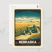 Nebraska | Patriotischer Geist Vintag Postkarte (Vorne/Hinten)